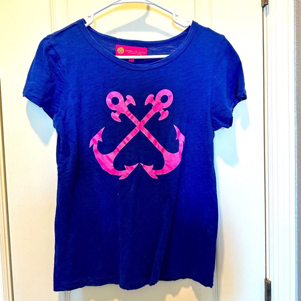 Royal blue with hot pink anchor